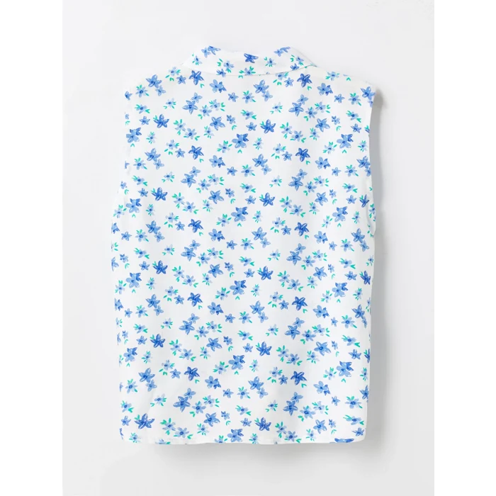 LCW Kids Beyaz Desenli Kız Çocuk Crop Gömlek