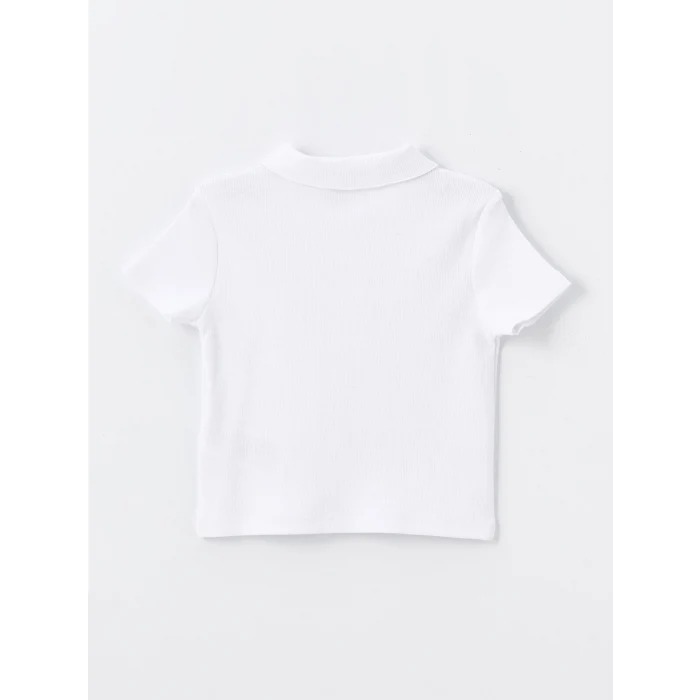 LCW Kids Beyaz Polo Yaka Kısa Kollu Kız Çocuk Tişört