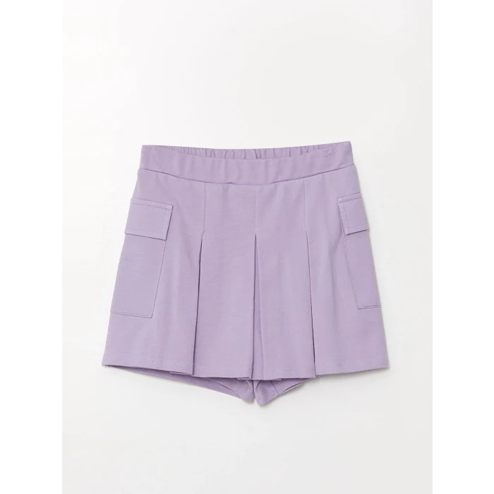 LCW Kids Lila Beli Lastikli Kız Çocuk Şort Etek
