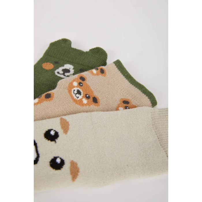 Defacto B1420A5KR1 Çok Renkli Erkek Bebek Kaydırmaz Taban 3lü Pamuklu Havlu Çorap