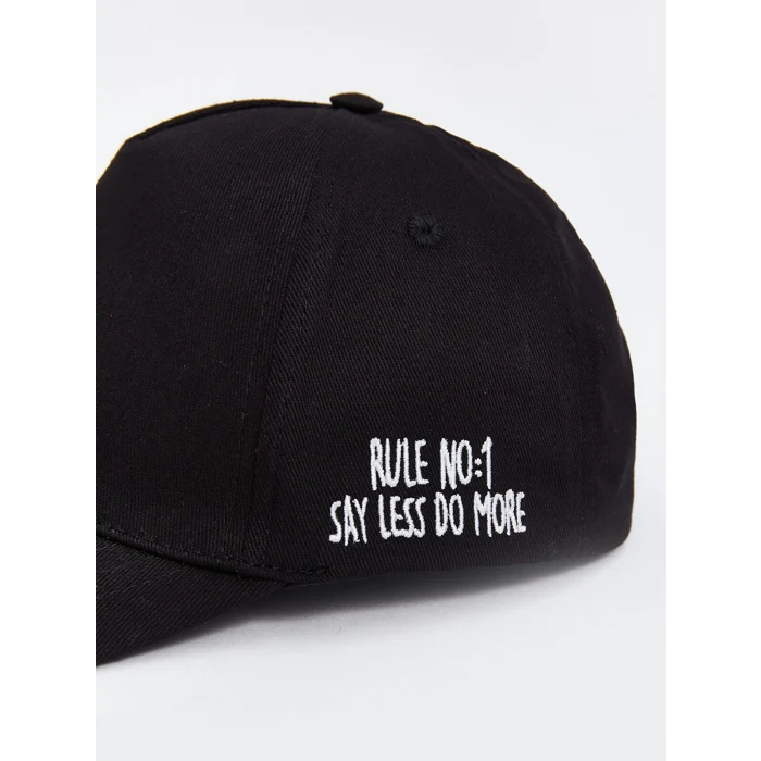 LCW ACCESSORIES Siyah Yazı Nakışlı Kız Çocuk Kep Şapka