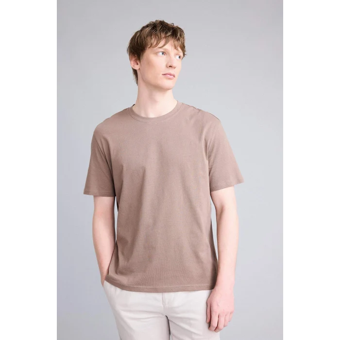 Defacto V7699AZBN571 Kahve NEW REGULAR FIT %100 Pamuk Basic Tişört