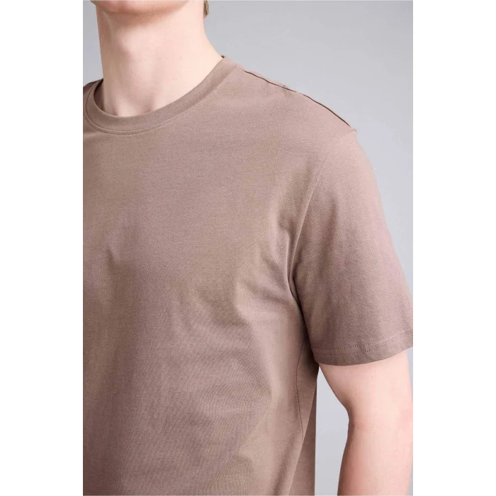 Defacto V7699AZBN571 Kahve NEW REGULAR FIT %100 Pamuk Basic Tişört