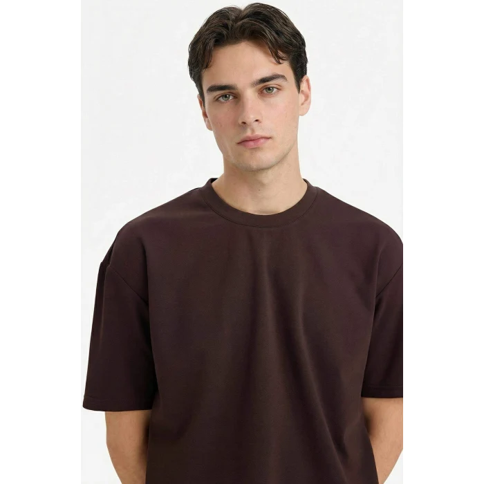 Defacto X3926AZBN192 Kahve Nefes Alabilen Oversize Tişört