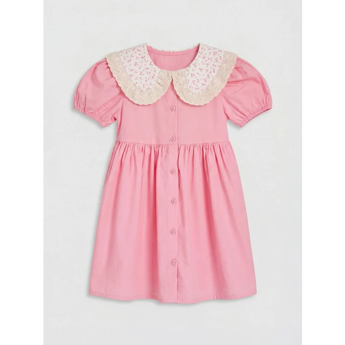 LCW Kids Pembe Bebe Yaka Kız Çocuk Elbise