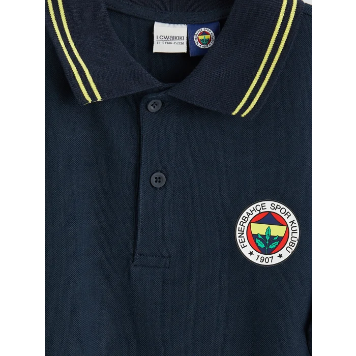 LCW Kids Lacivert Polo Yaka Fenerbahçe Baskılı Erkek Çocuk Tişört
