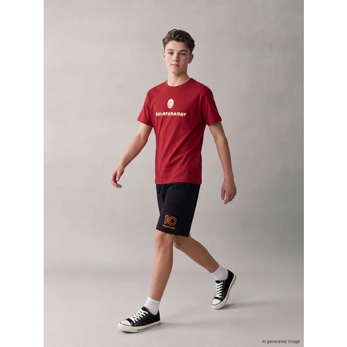 LCW Kids Siyah Galatasaray Baskılı Erkek Çocuk Şort