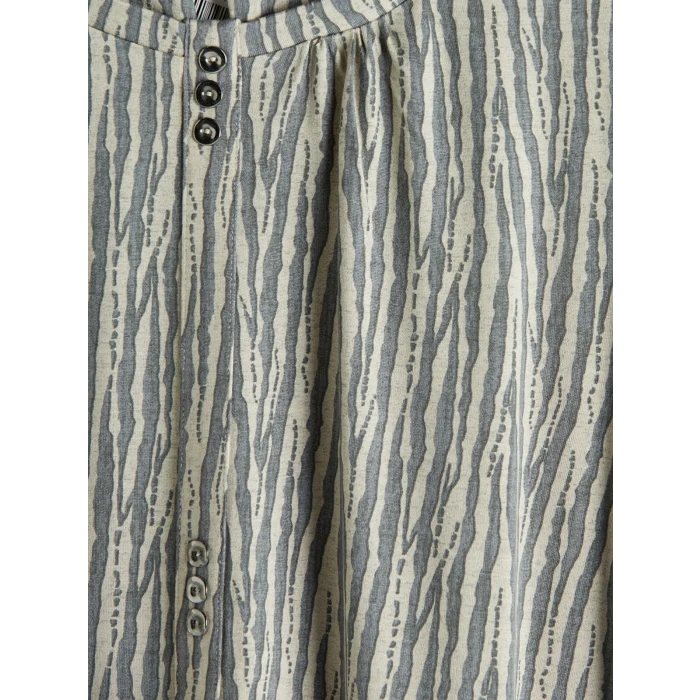 LCW Grace Gri Bisiklet Yaka Desenli Bluz