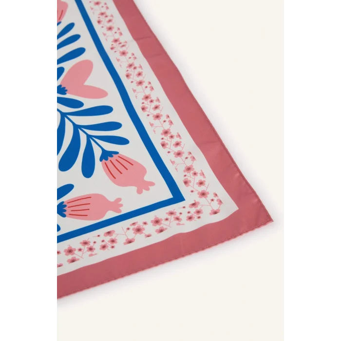 Defacto E6168AXPN1 Pembe Çiçek Desenli Saten Fular
