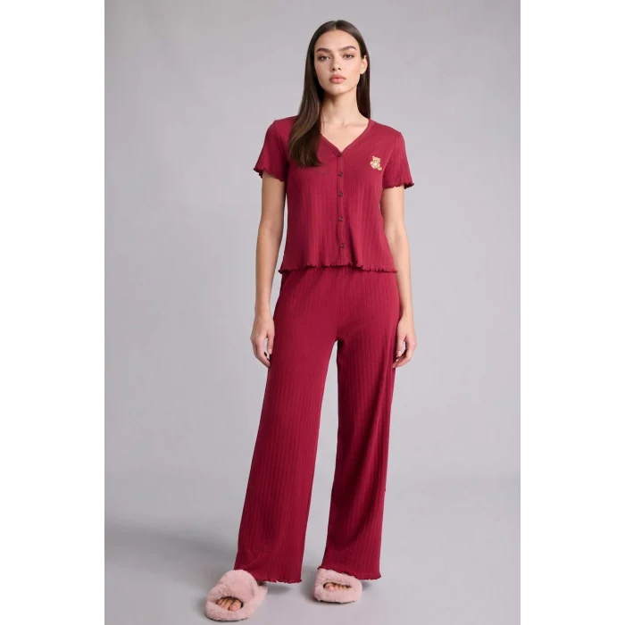 Defacto H3709AXBR205 Bordo Regular Fıt Kısa Kollu 2li Takım