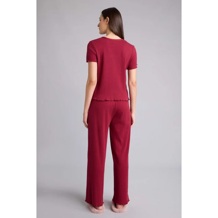 Defacto H3709AXBR205 Bordo Regular Fıt Kısa Kollu 2li Takım
