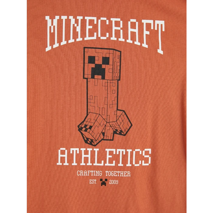 LCW Kids Turuncu Minecraft Baskılı Erkek Çocuk Tişört