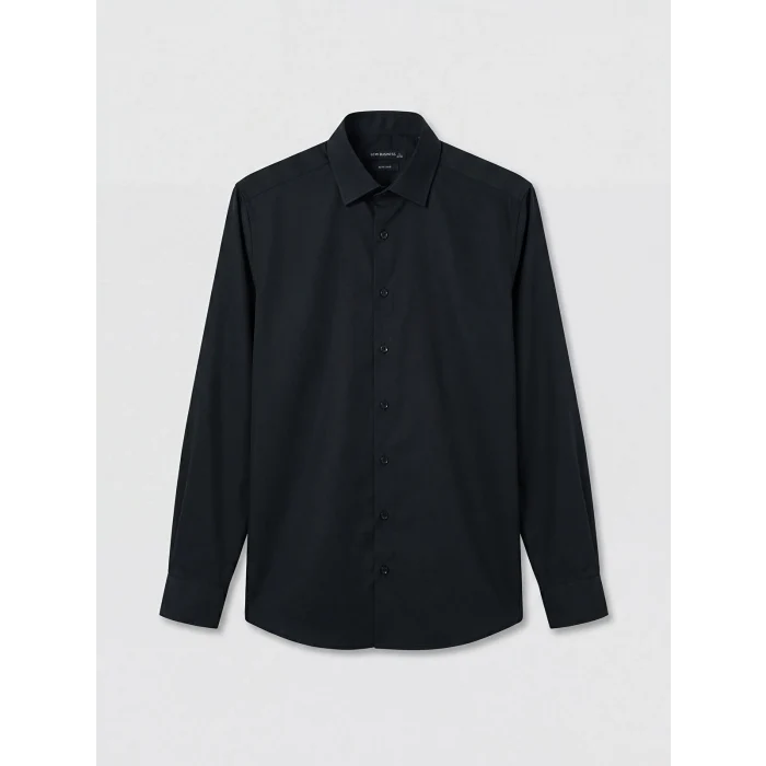 LCW BUSINESS Siyah Slim Fit Armürlü Erkek Gömlek