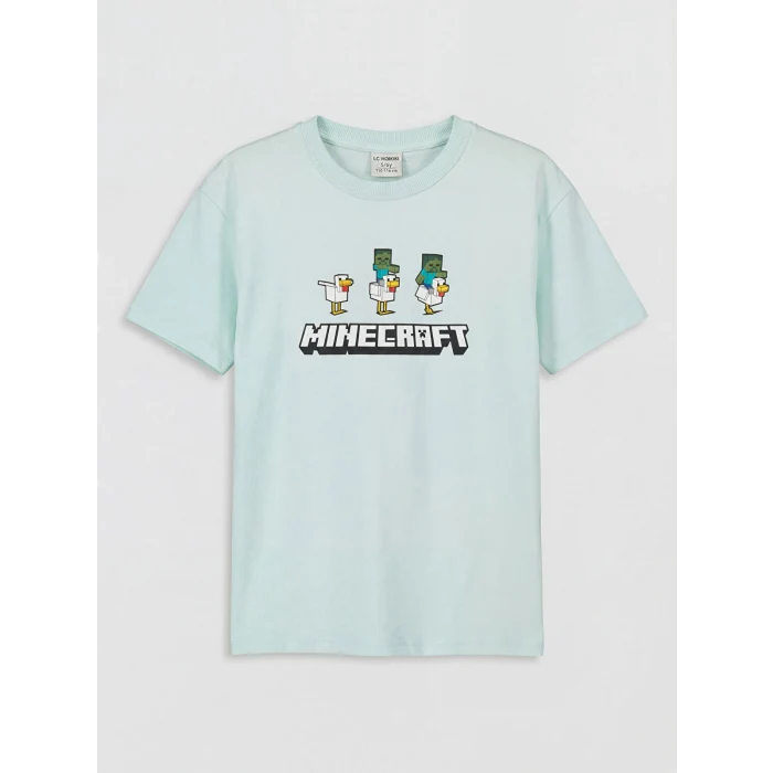 LCW Kids Yeşil Minecraft Baskılı Erkek Çocuk Tişört