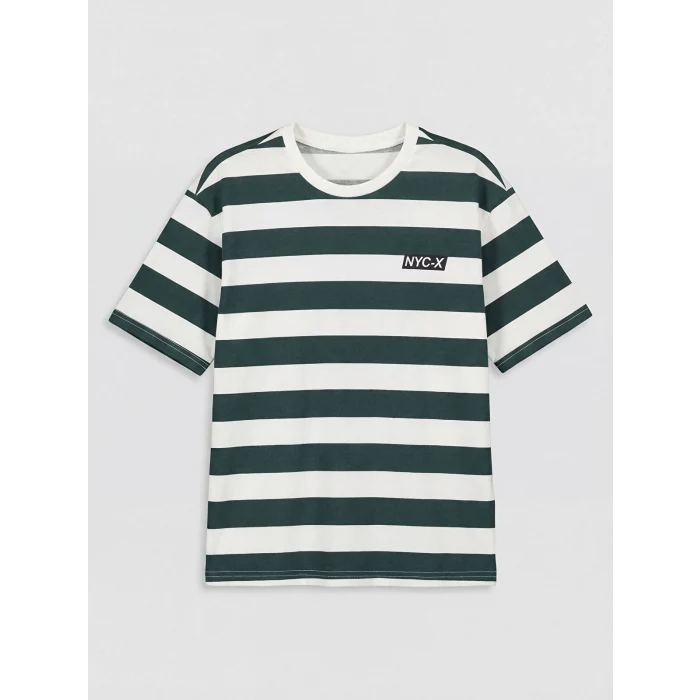 LCW Kids Yeşil Çizgili Erkek Çocuk Şortlu Takım