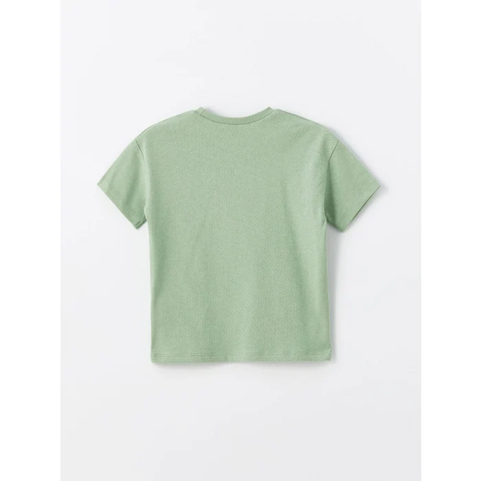 LCW Kids Yeşil Bisiklet Yaka Kısa Kollu Basic Erkek Bebek Tişört