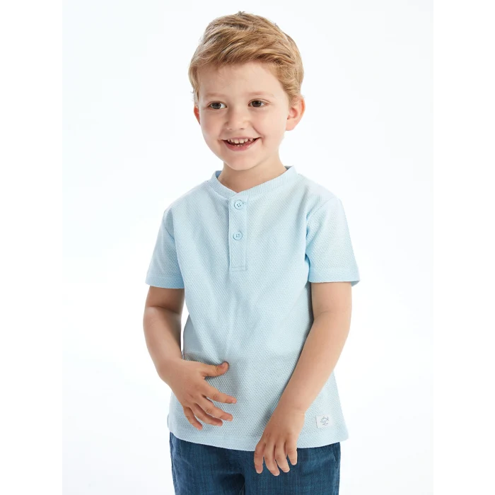 LCW Kids Mavi Hakim Yaka Kısa Kollu Basic Erkek Bebek Tişört