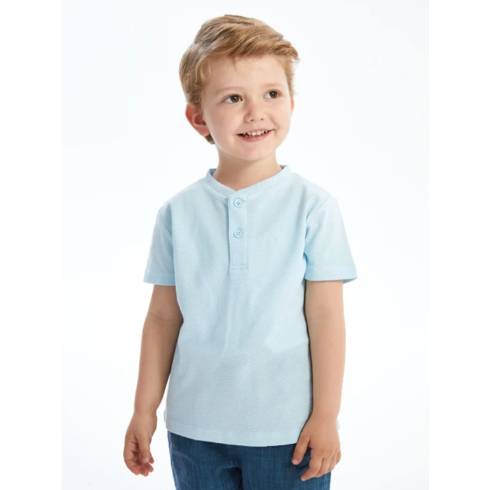 LCW Kids Mavi Hakim Yaka Kısa Kollu Basic Erkek Bebek Tişört