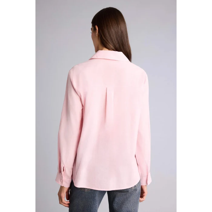 Defacto H1546AXPN633 Pembe Regular Fıt Uzun Kollu Gömlek