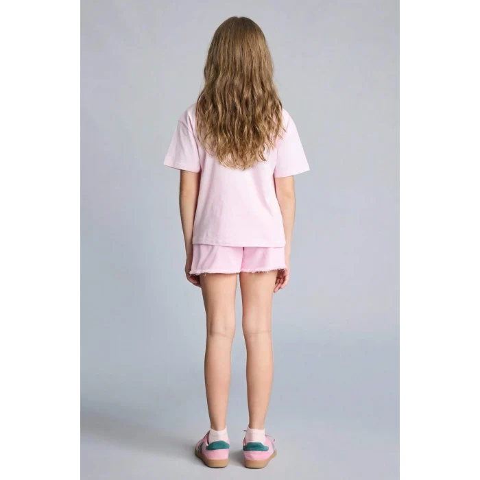 Defacto H3474A8PN343 Pembe Pochacco Relax Fıt Bisiklet Yaka Kısa Kollu Tişört Kız Çocuk