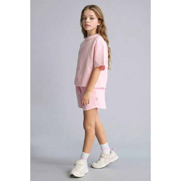 Defacto H5745A8PN186 Pembe Sweatshirt Kumaşı 2li Takım Kız Çocuk
