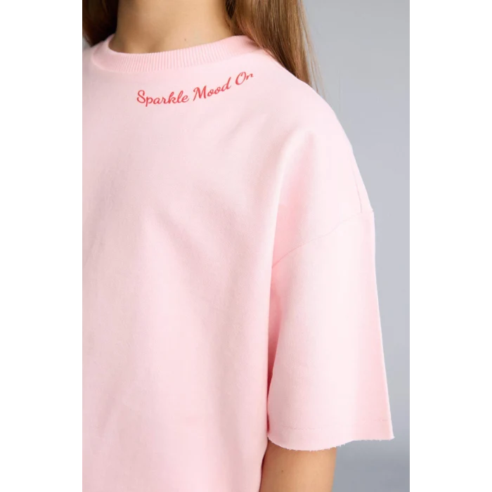 Defacto H5745A8PN186 Pembe Sweatshirt Kumaşı 2li Takım Kız Çocuk