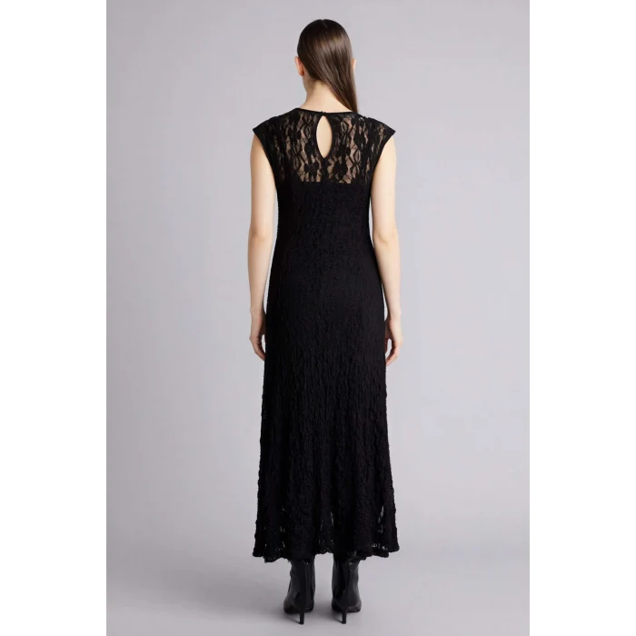 Defacto F8114AXBK81 Siyah Fıtted Dantel Maxi Elbise
