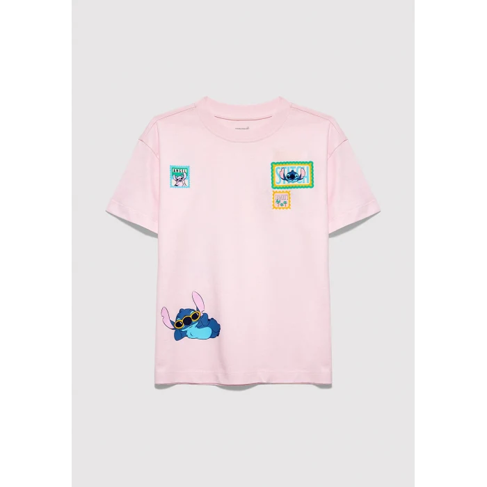 Mavi 7610448-90773 Lilo&Stitch Baskılı Pembe Tişört
