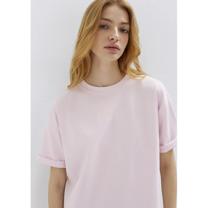 Mavi 1613884-70513 Mavi Logo Baskılı Pembe Tişört