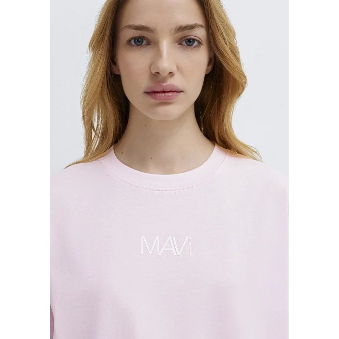 Mavi 1613884-70513 Mavi Logo Baskılı Pembe Tişört