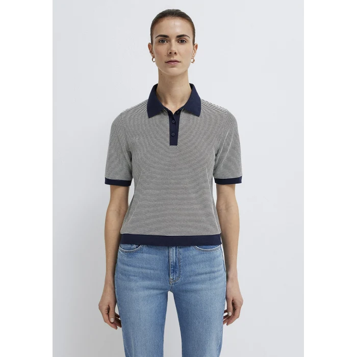 Mavi 1614310-86625 Çizgili Lacivert Polo Tişört