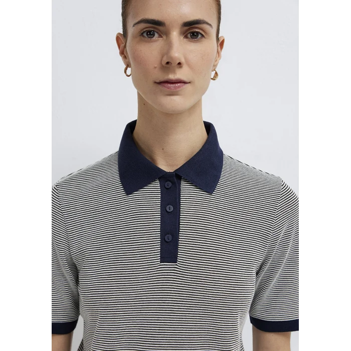 Mavi 1614310-86625 Çizgili Lacivert Polo Tişört