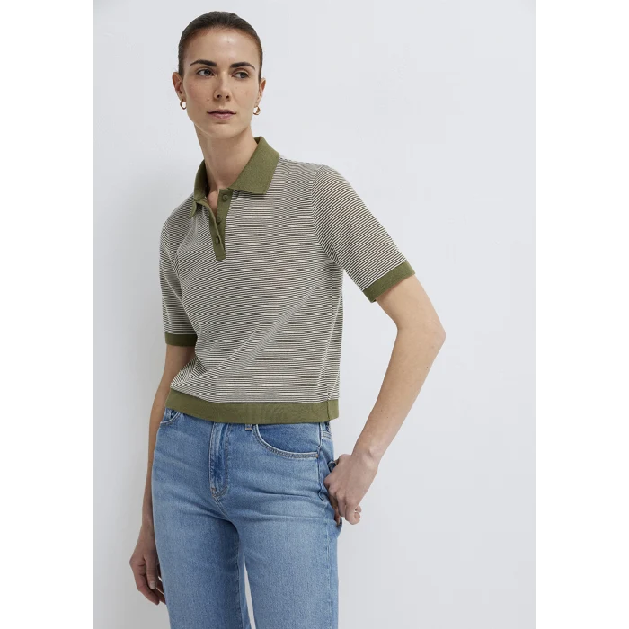 Mavi 1614310-91729 Çizgili Yeşil Polo Tişört