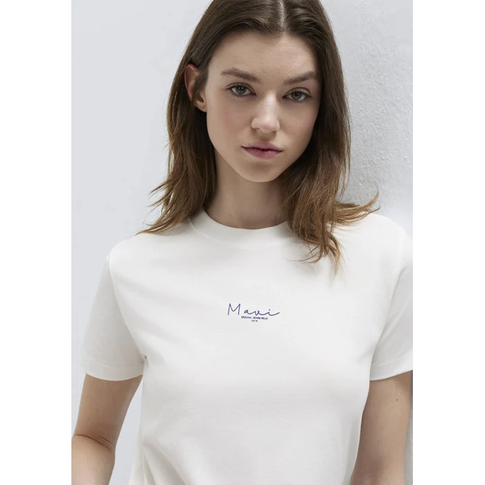 Mavi 1613900-70057 Mavi Baskılı Ekru Tişört