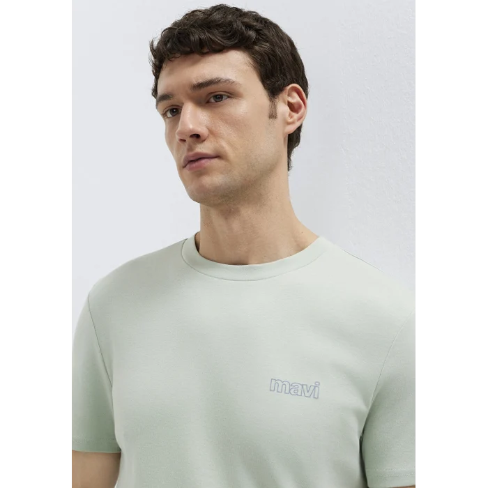 Mavi 0610360-71464 Mavi Logo Baskılı Yeşil İnterlok Tişört