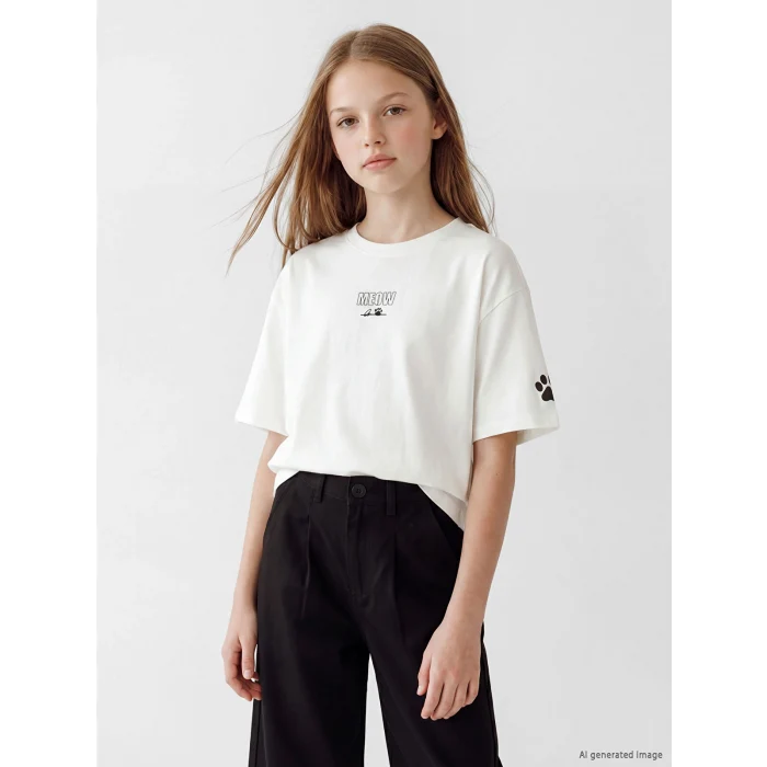 LCW Kids Beyaz Baskılı Kız Çocuk Tişört