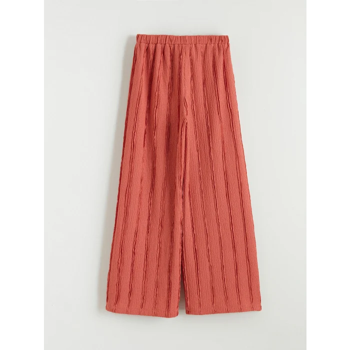 LCW Kids Pembe Kız Çocuk Geniş Paça Dokulu Pantolon