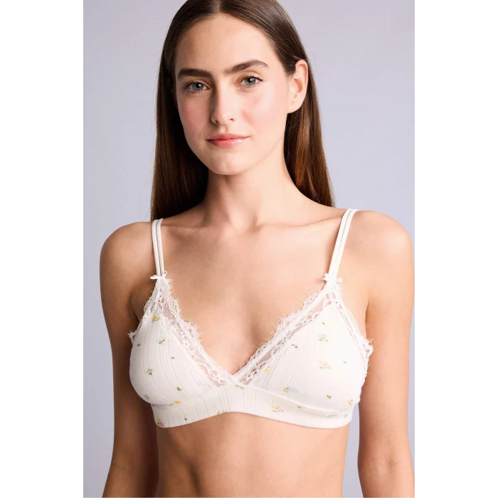 Defacto H2427AXWT47 Beyaz Dantel Detaylı Çıkarılabilir Pedli Balensiz Bralet