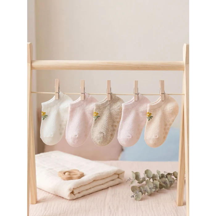 LCW baby Ekru Kız Bebek Patik Çorap 5li
