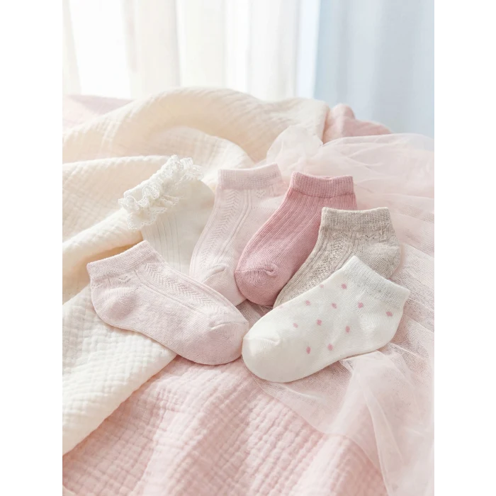 LCW baby Ekru Kız Bebek Patik Çorap 5li