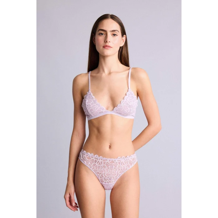 Defacto F5037AXPR337 Mor Dantelli Simli Dantel Kapsız Pedsiz Balensiz Triangle Bra