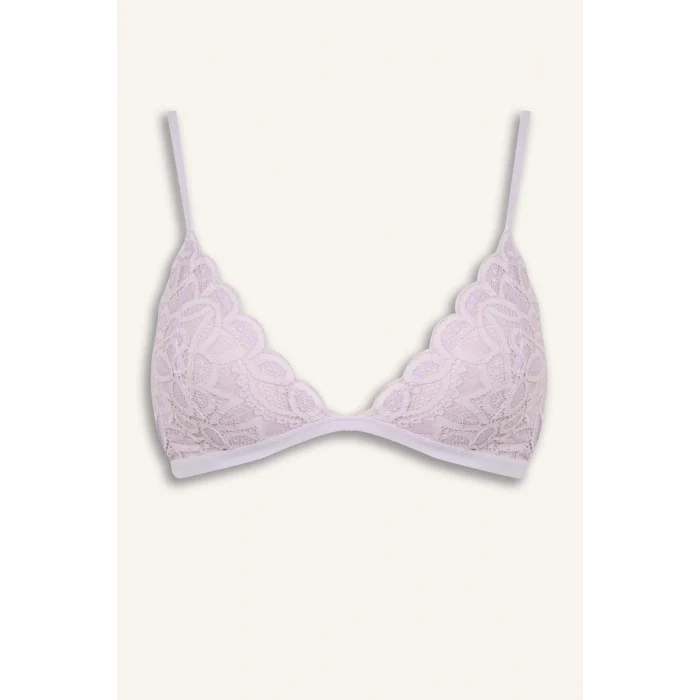 Defacto F5037AXPR337 Mor Dantelli Simli Dantel Kapsız Pedsiz Balensiz Triangle Bra