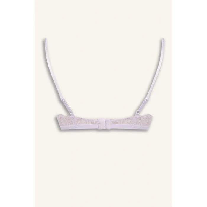 Defacto F5037AXPR337 Mor Dantelli Simli Dantel Kapsız Pedsiz Balensiz Triangle Bra