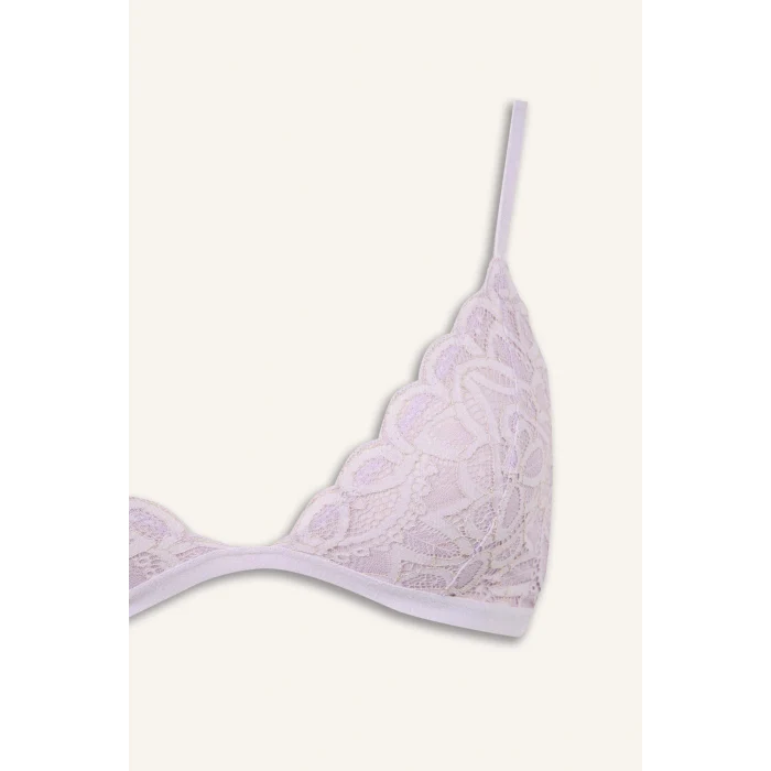 Defacto F5037AXPR337 Mor Dantelli Simli Dantel Kapsız Pedsiz Balensiz Triangle Bra