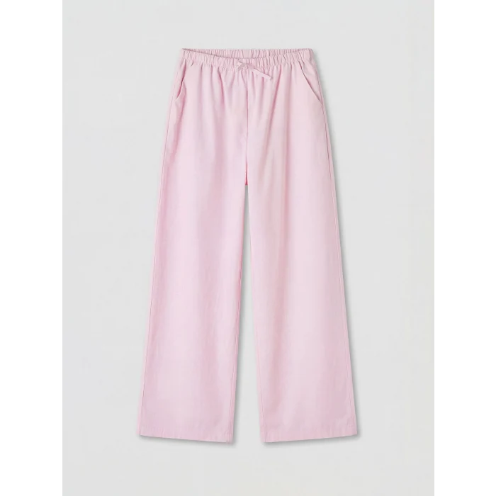 LCW Kids Pembe Loose Fit Kız Çocuk Geniş Paça Poplin Pantolon