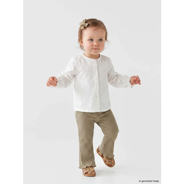 LCW baby Ekru Nakışlı Kız Bebek Takım