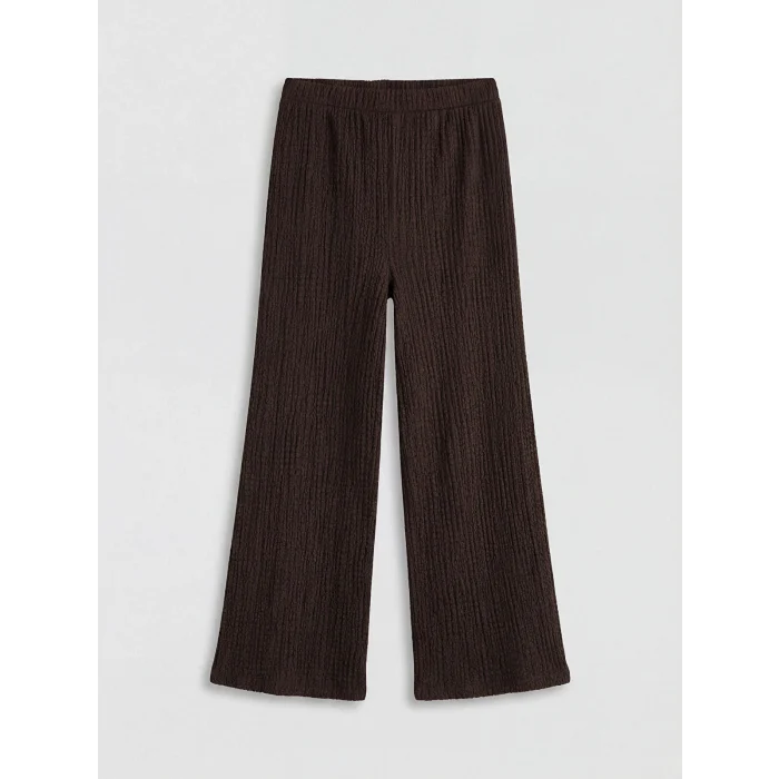 LCW Kids Kahverengi Beli Lastikli Kız Çocuk Geniş Paça Pantolon