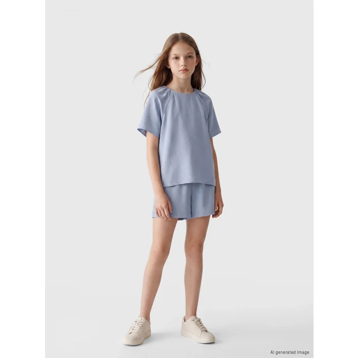 LCW Kids Mavi Kız Çocuk Şortlu Takım