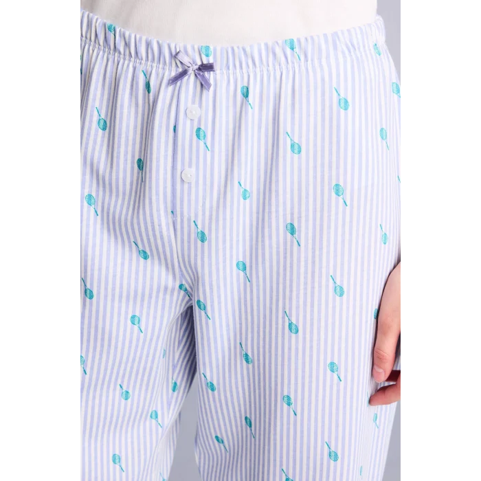 Defacto H5836AXPR317 Mor %100 Pamuk Regular Fıt Kısa Kollu Geniş Paça Pantolon 2li Takım