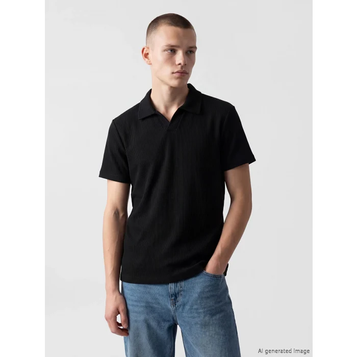 XSIDE Siyah Polo Yaka Erkek Tişört